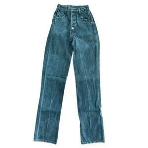 Rare vintage Rockies Women's Black Button Fly Straight Leg Jeans 00